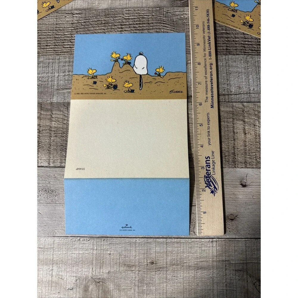 Vintage Hallmark Folding Note Cards Snoopy Woodstock Beach Set Of 10